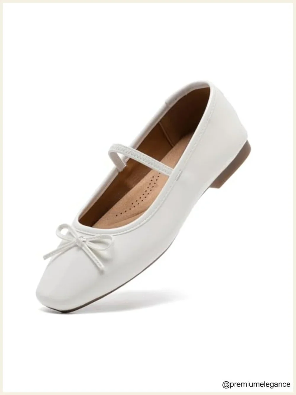Faux Leather Bow Flats for Women Dressy Slip On Comfort Ballerina Work Shoes